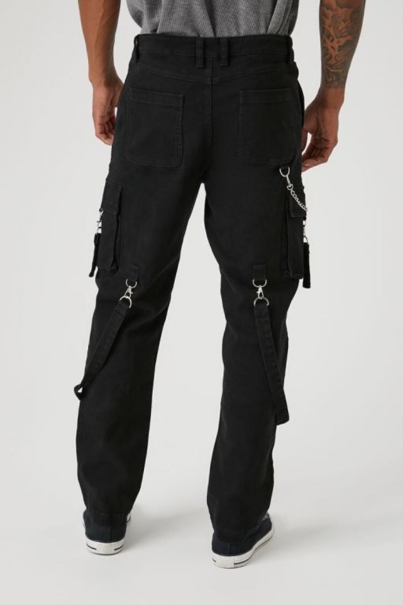 Pantalon Forever 21 Utility Wallet Chain Cargo Hombre Negros | iY0DIfQ4yQS